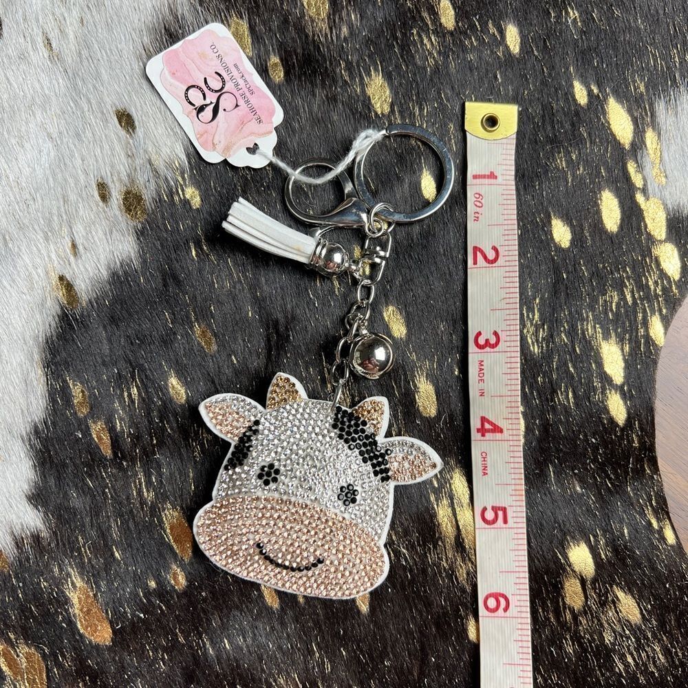 Blinged Cow Keychain.